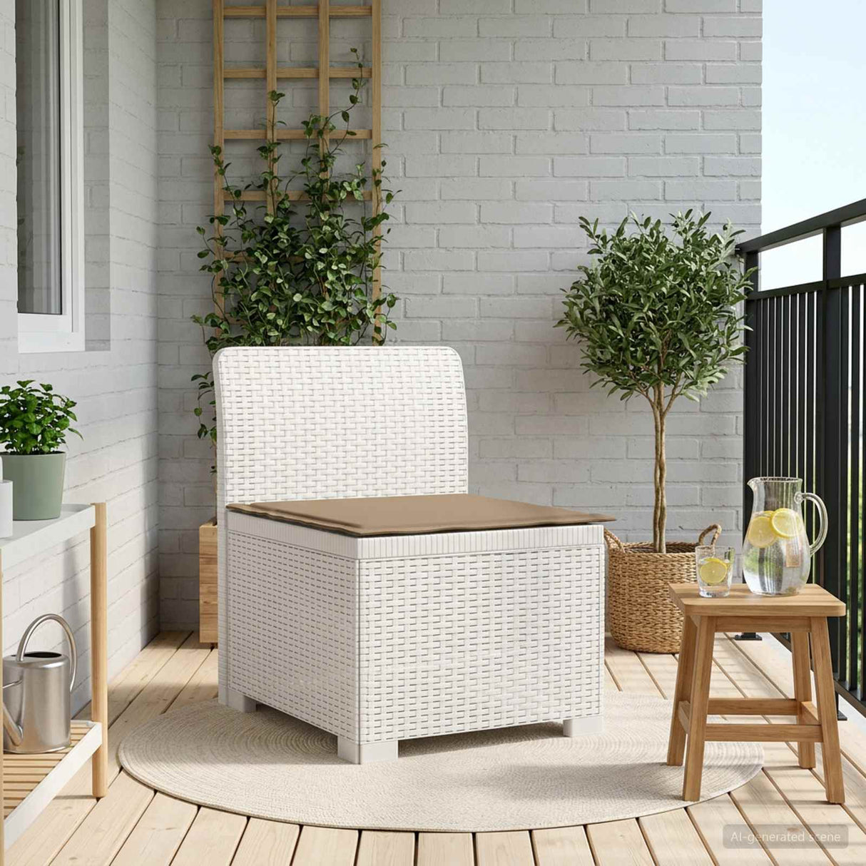 vidaXL Eén-zits Tuin Sofa Rieten Look PP Antraciet