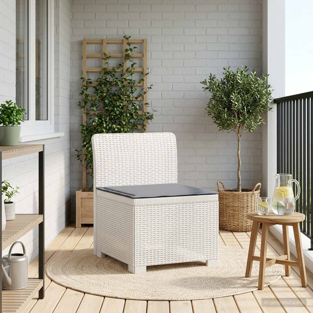 vidaXL Eén-zits Tuin Sofa Rieten Look PP Antraciet