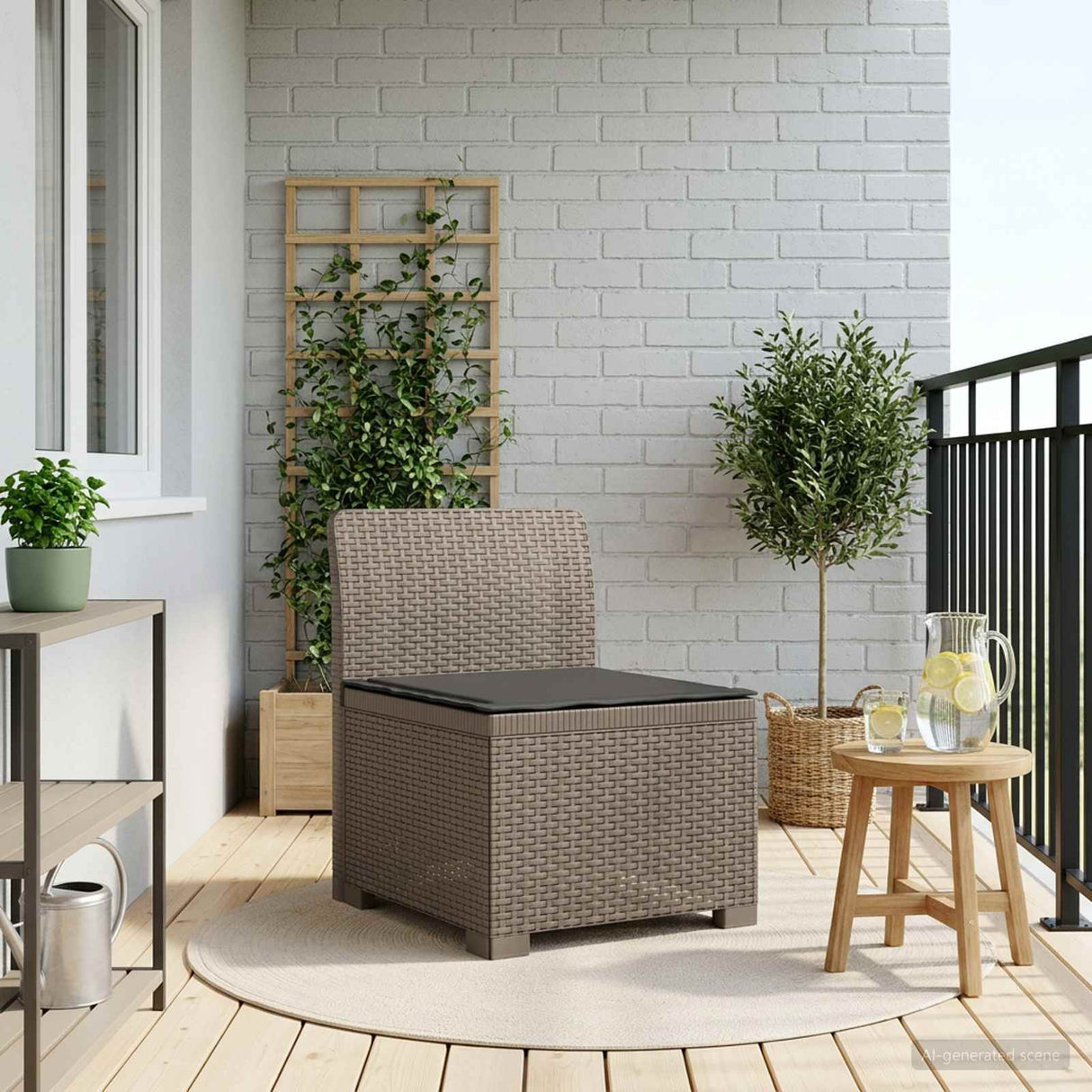 vidaXL Eén-zits Tuin Sofa Rieten Look PP Antraciet