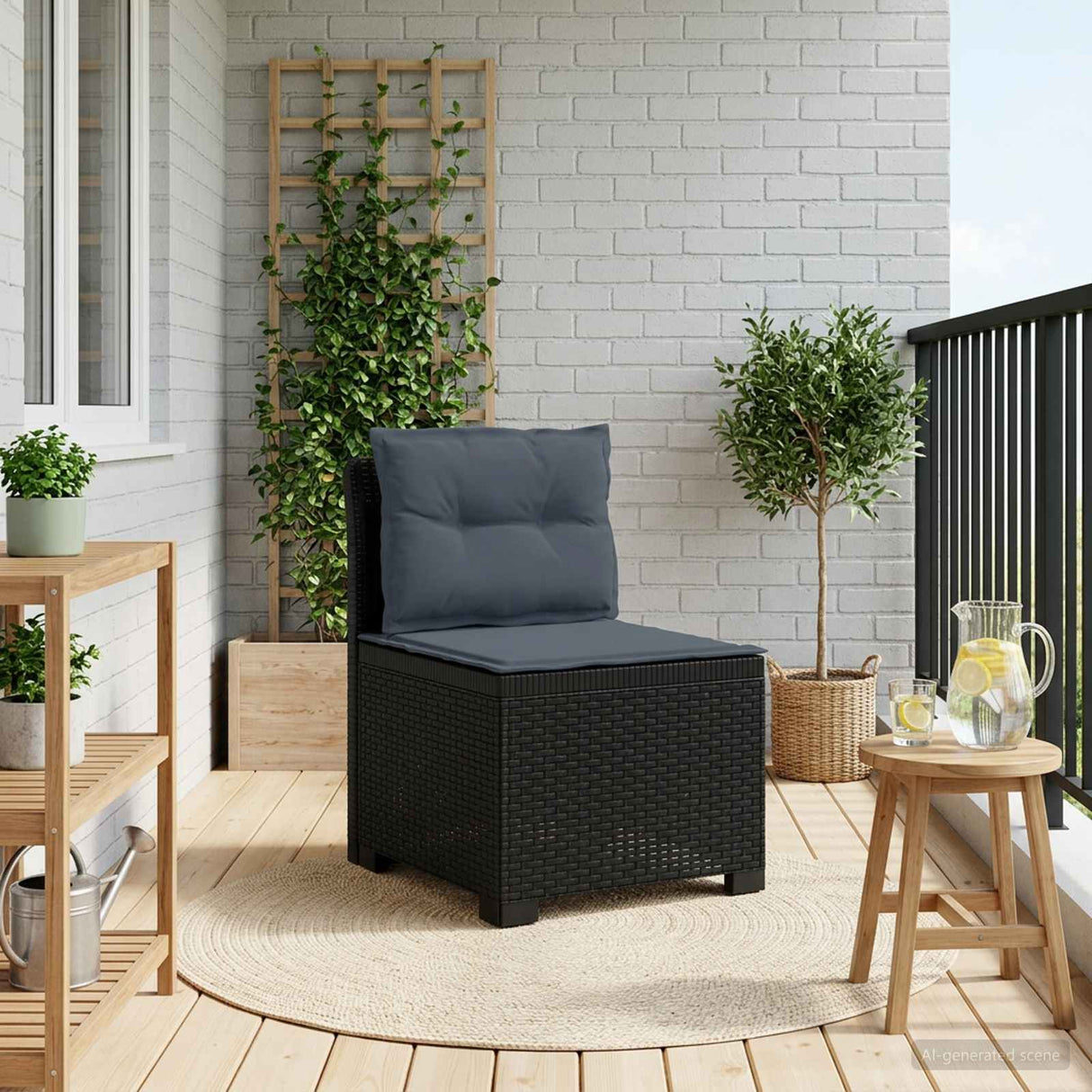 vidaXL Eén-zits Tuin Sofa Rieten Look PP Antraciet