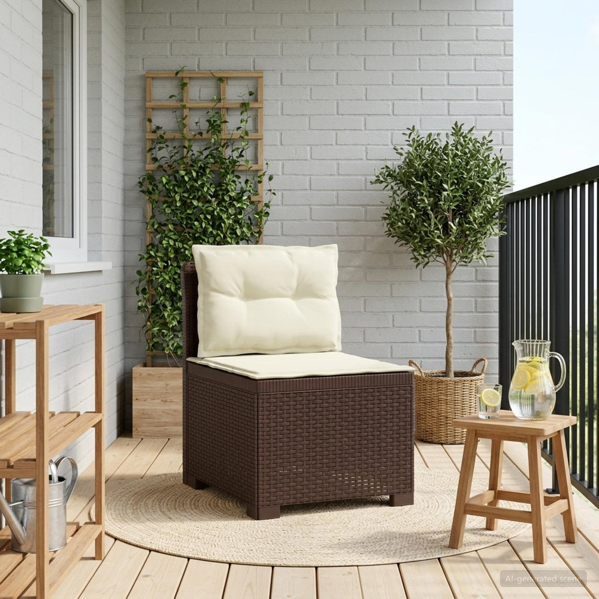 vidaXL Eén-zits Tuin Sofa Rieten Look PP Antraciet
