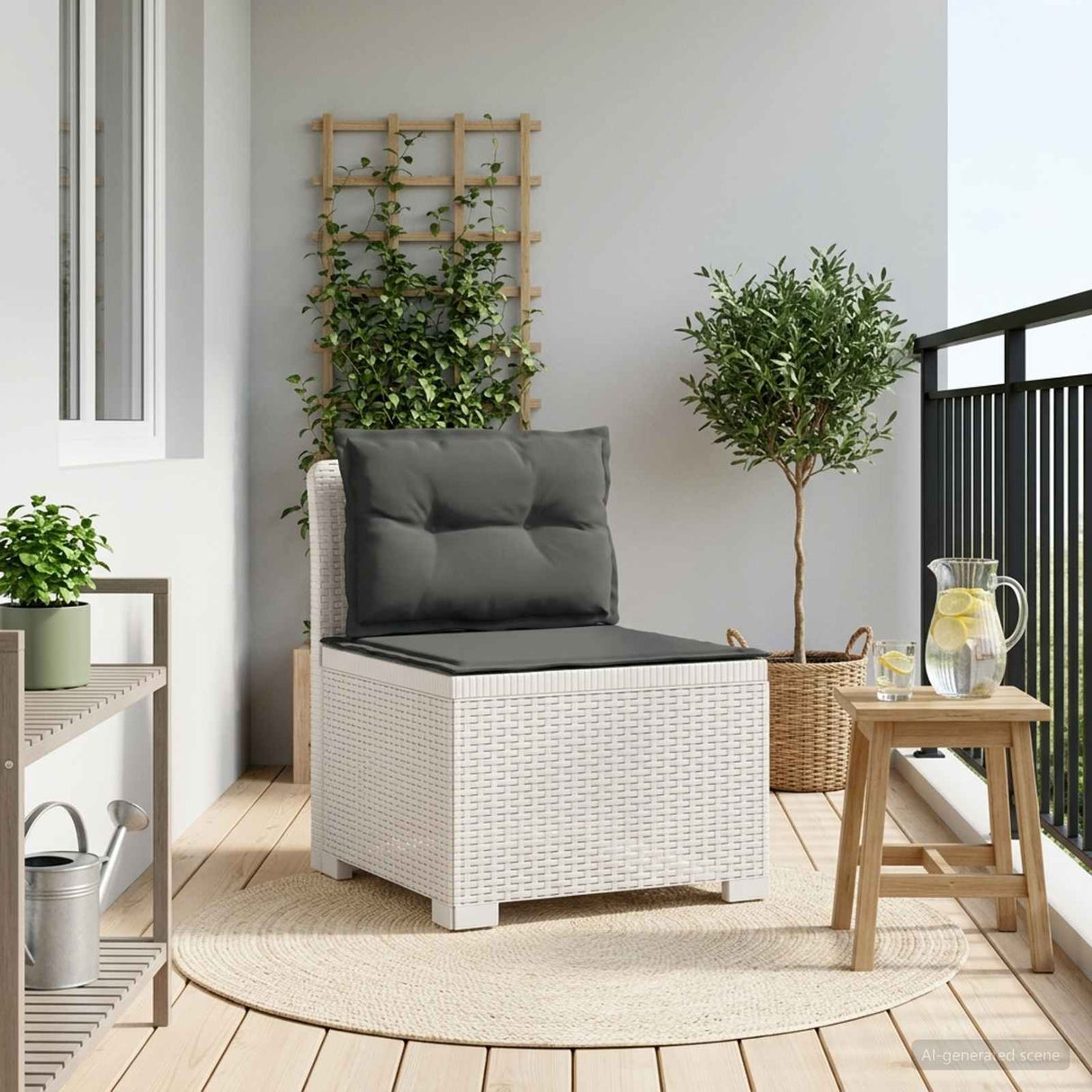 vidaXL Eén-zits Tuin Sofa Rieten Look PP Antraciet