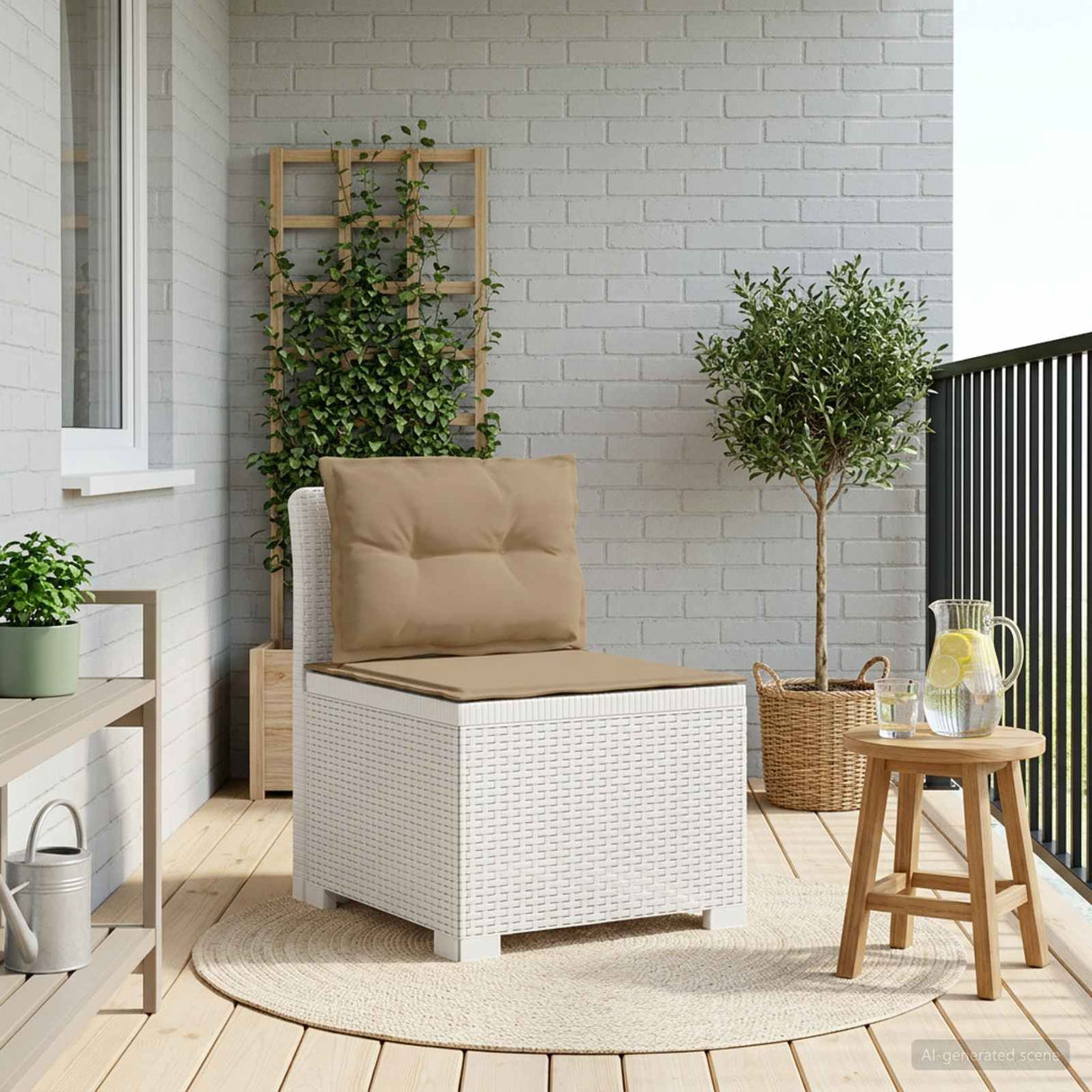 vidaXL Eén-zits Tuin Sofa Rieten Look PP Antraciet
