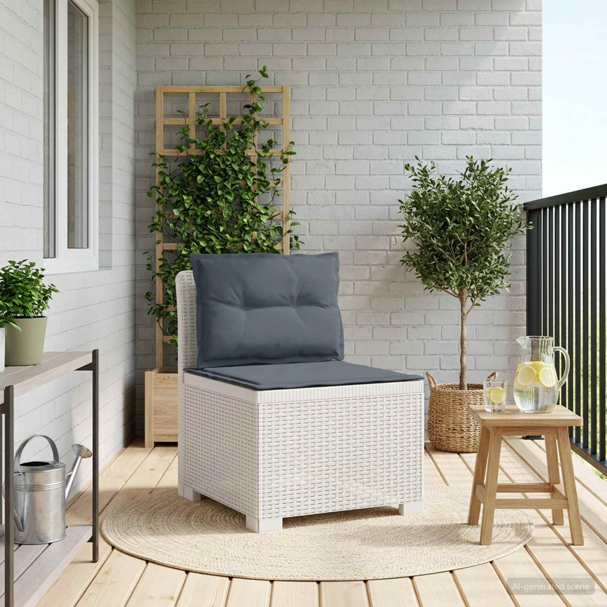 vidaXL Eén-zits Tuin Sofa Rieten Look PP Antraciet