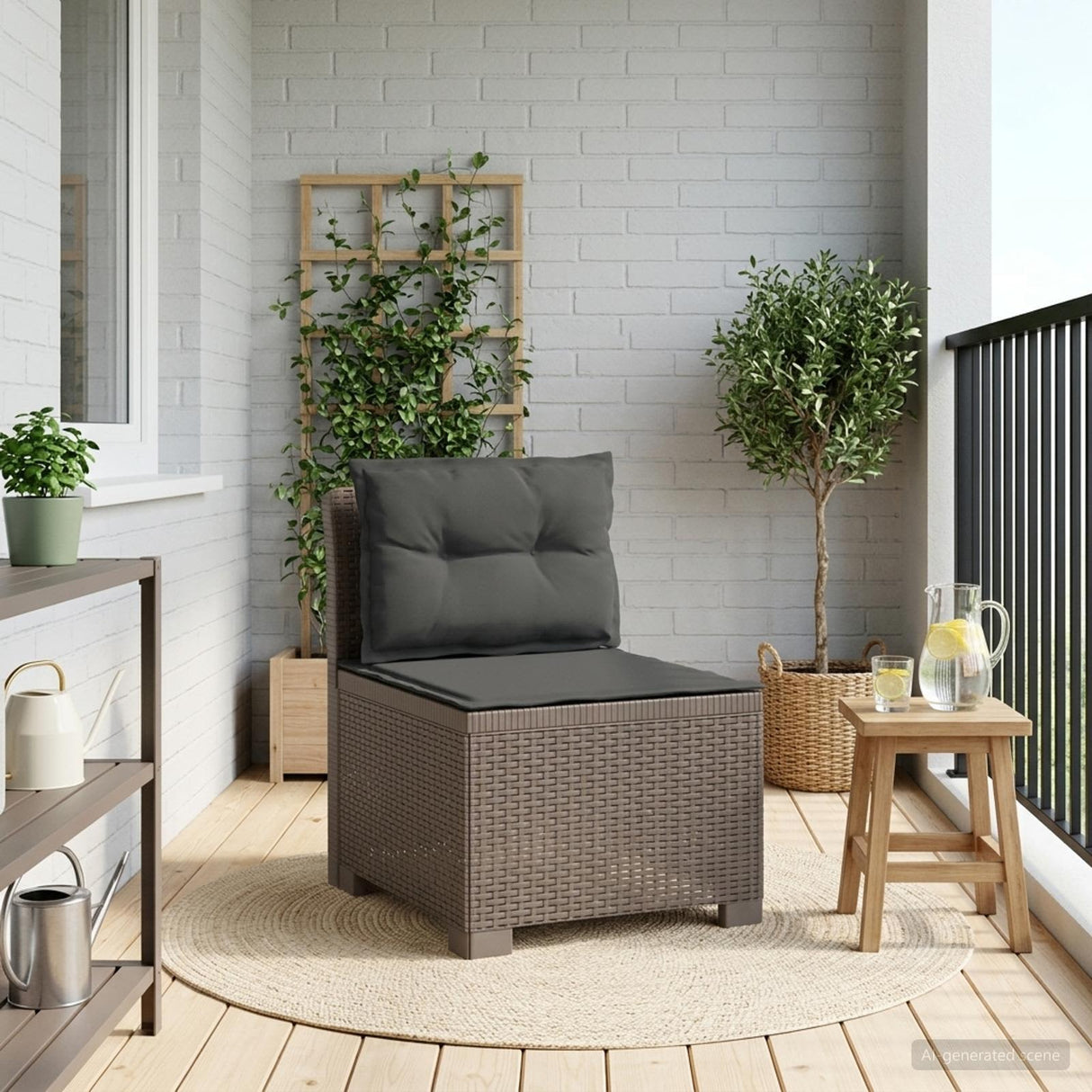 vidaXL Eén-zits Tuin Sofa Rieten Look PP Antraciet