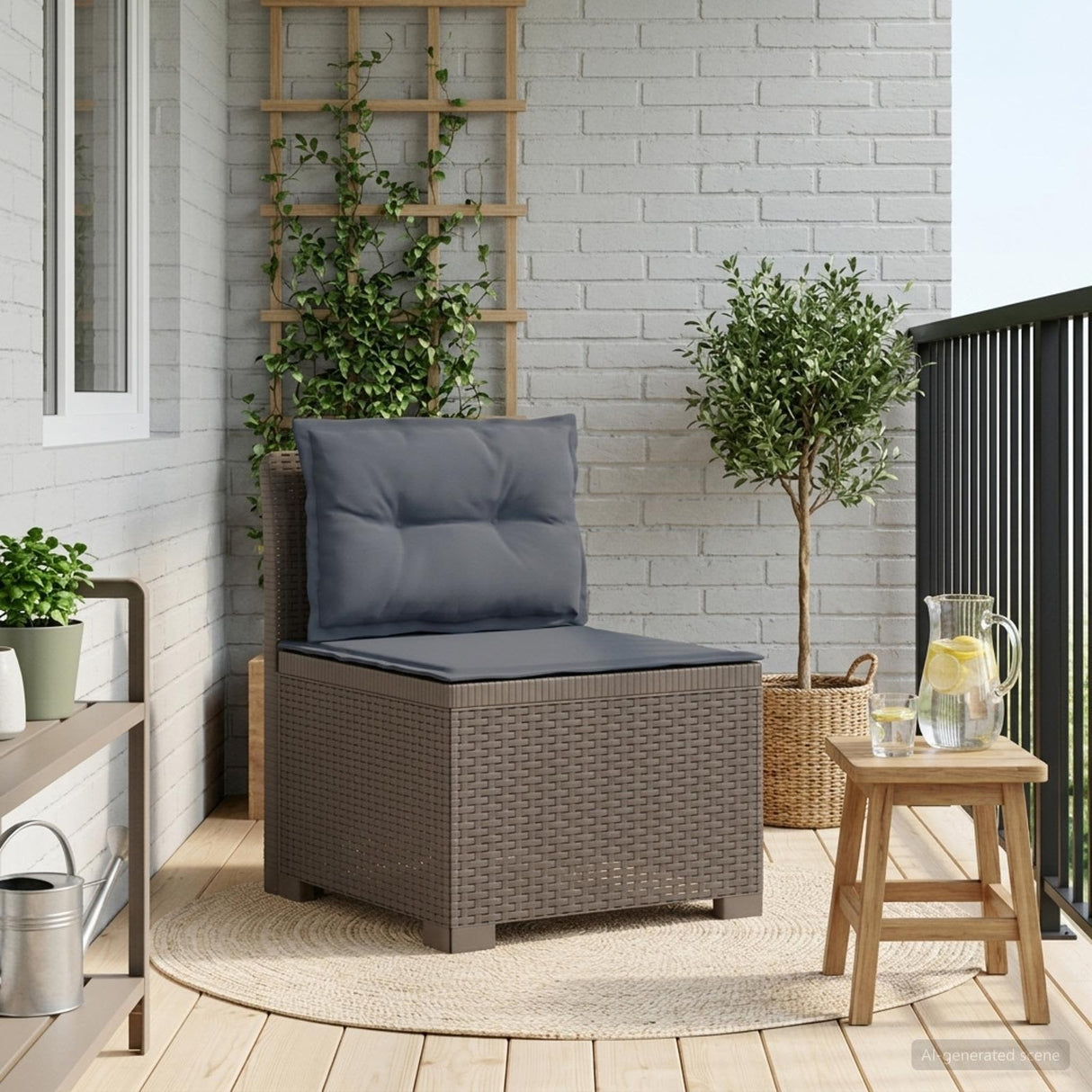 vidaXL Eén-zits Tuin Sofa Rieten Look PP Antraciet