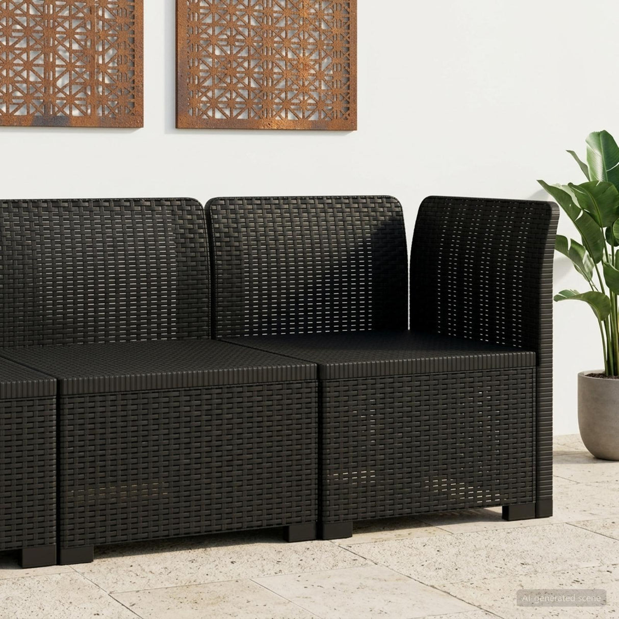 vidaXL Eén-zits Tuin Sofa Rieten Look PP Antraciet
