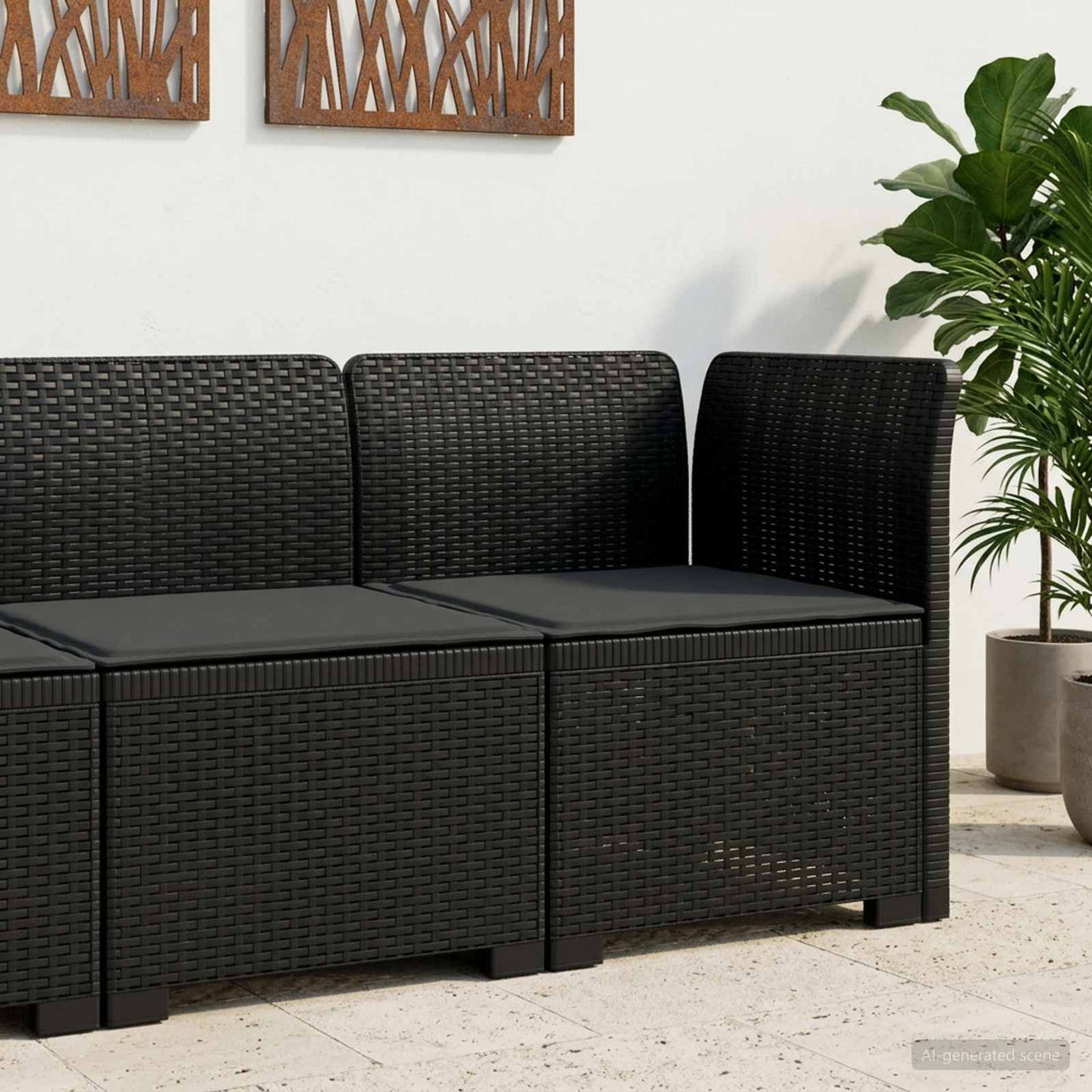 vidaXL Eén-zits Tuin Sofa Rieten Look PP Antraciet