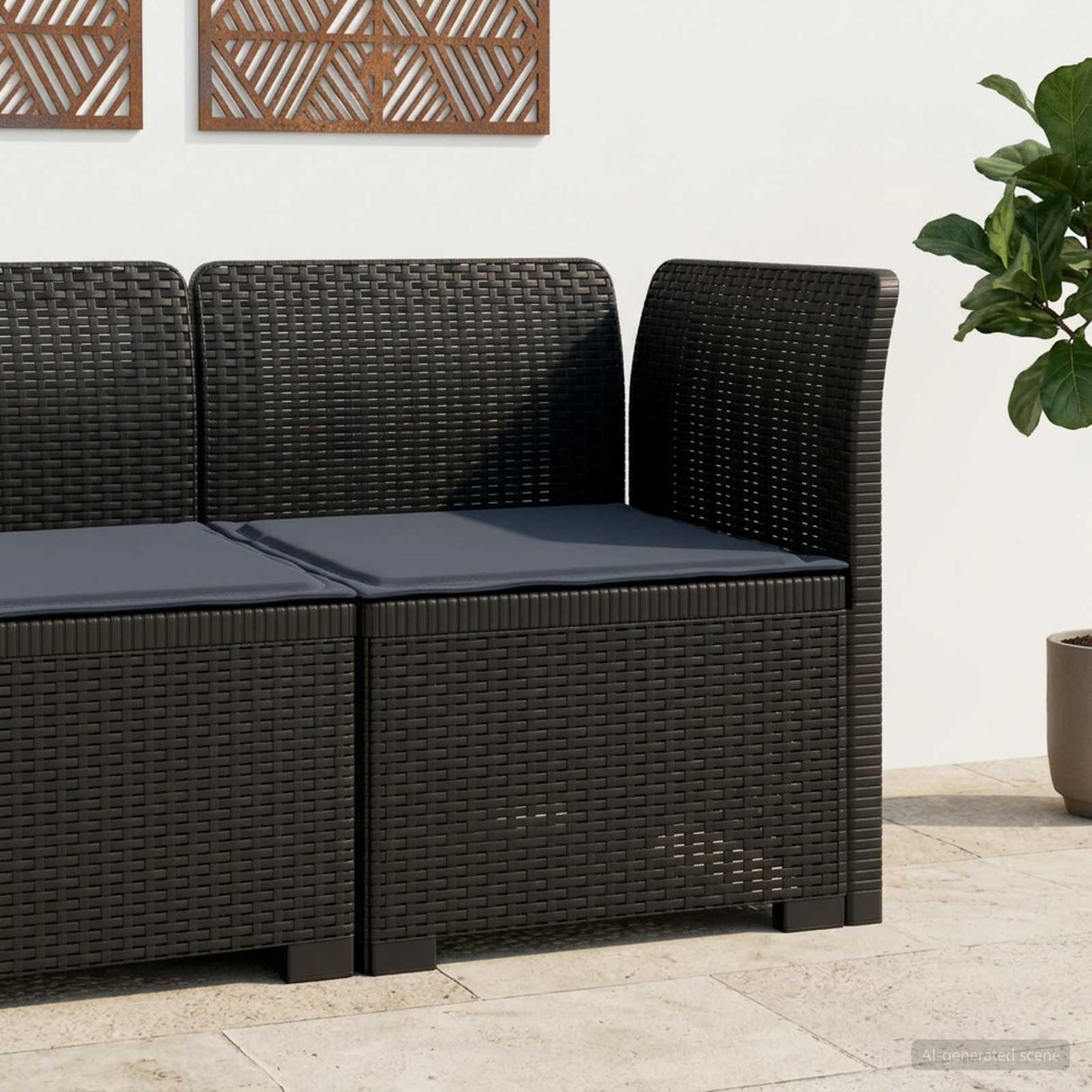 vidaXL Eén-zits Tuin Sofa Rieten Look PP Antraciet