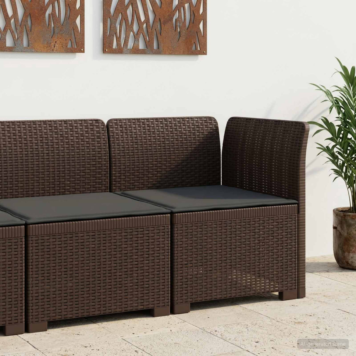 vidaXL Eén-zits Tuin Sofa Rieten Look PP Antraciet