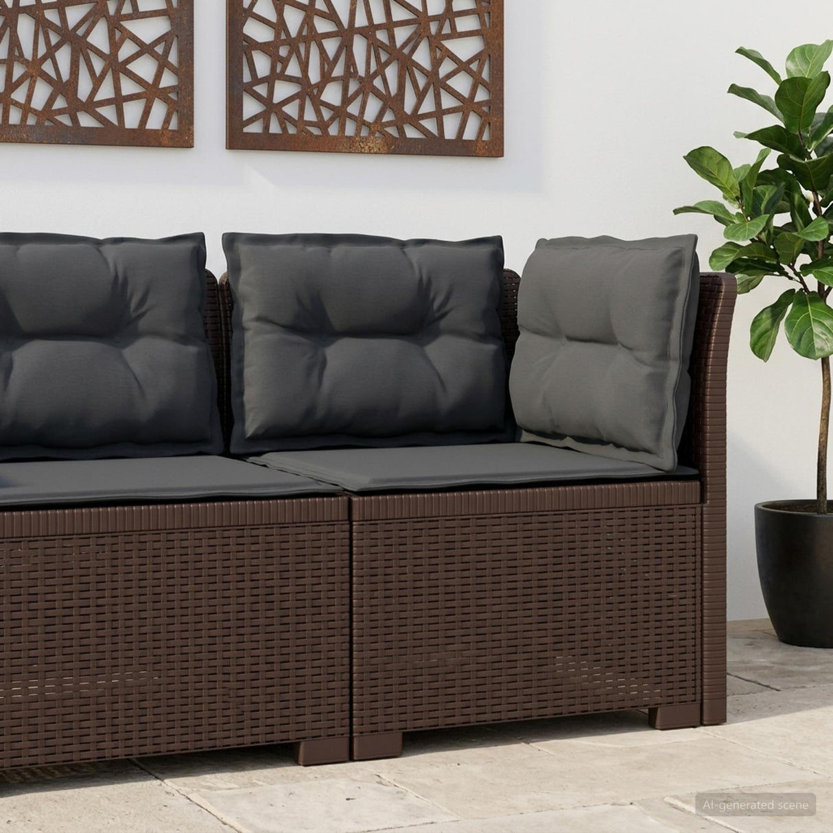 vidaXL Eén-zits Tuin Sofa Rieten Look PP Antraciet