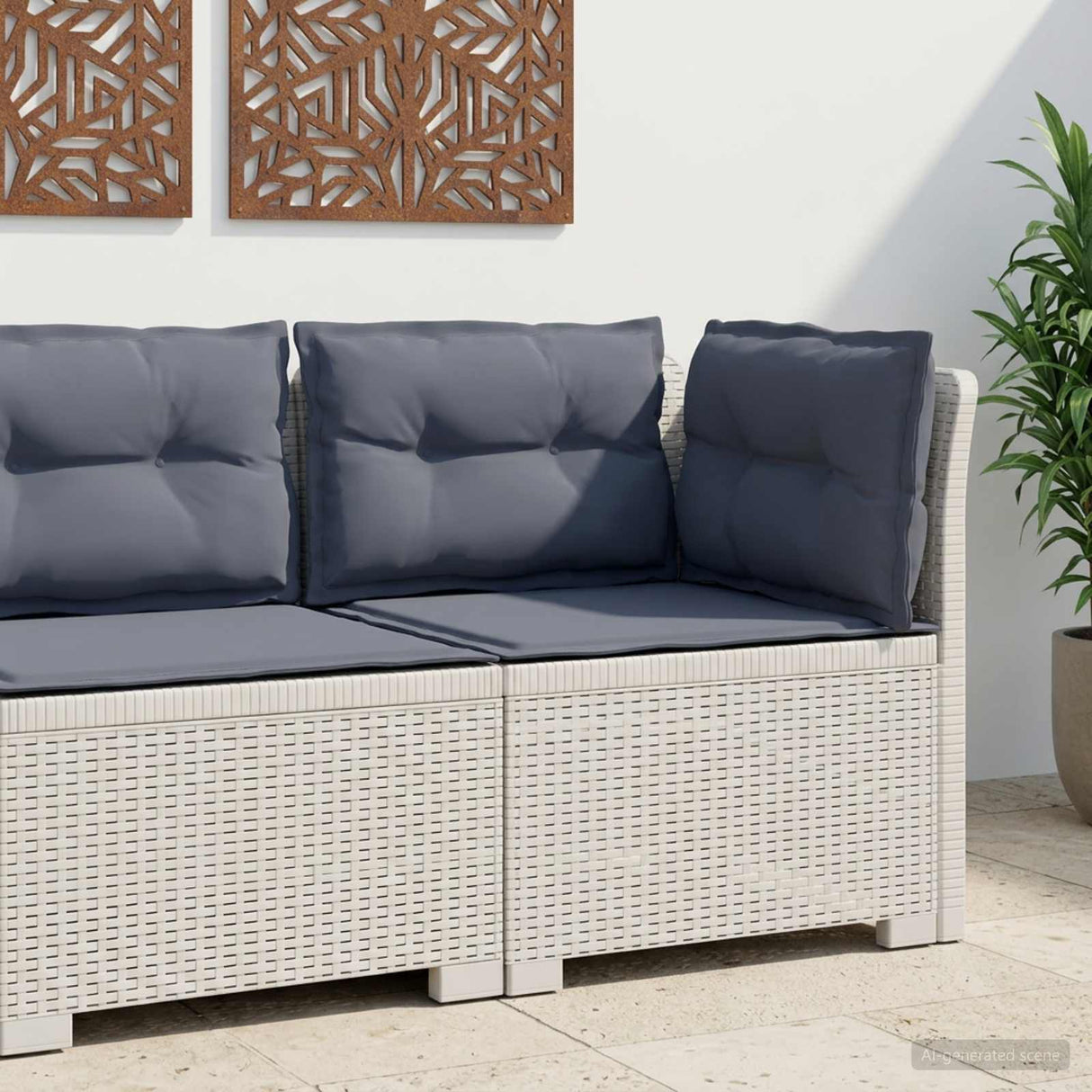 vidaXL Eén-zits Tuin Sofa Rieten Look PP Antraciet