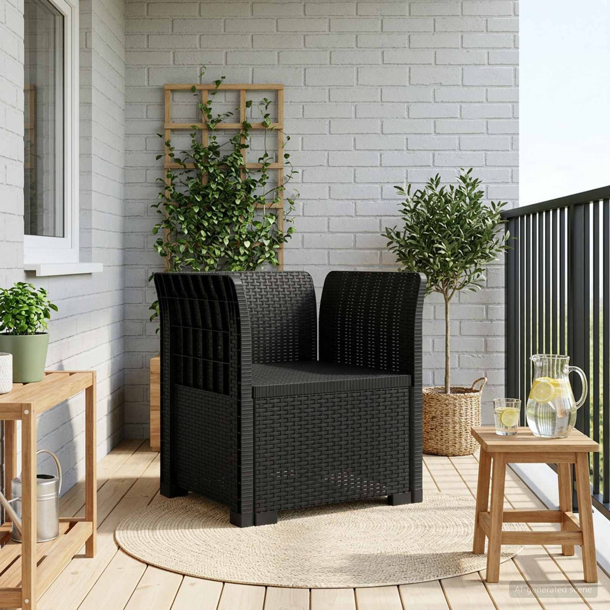 vidaXL Eén-zits Tuin Sofa Rieten Look PP Antraciet