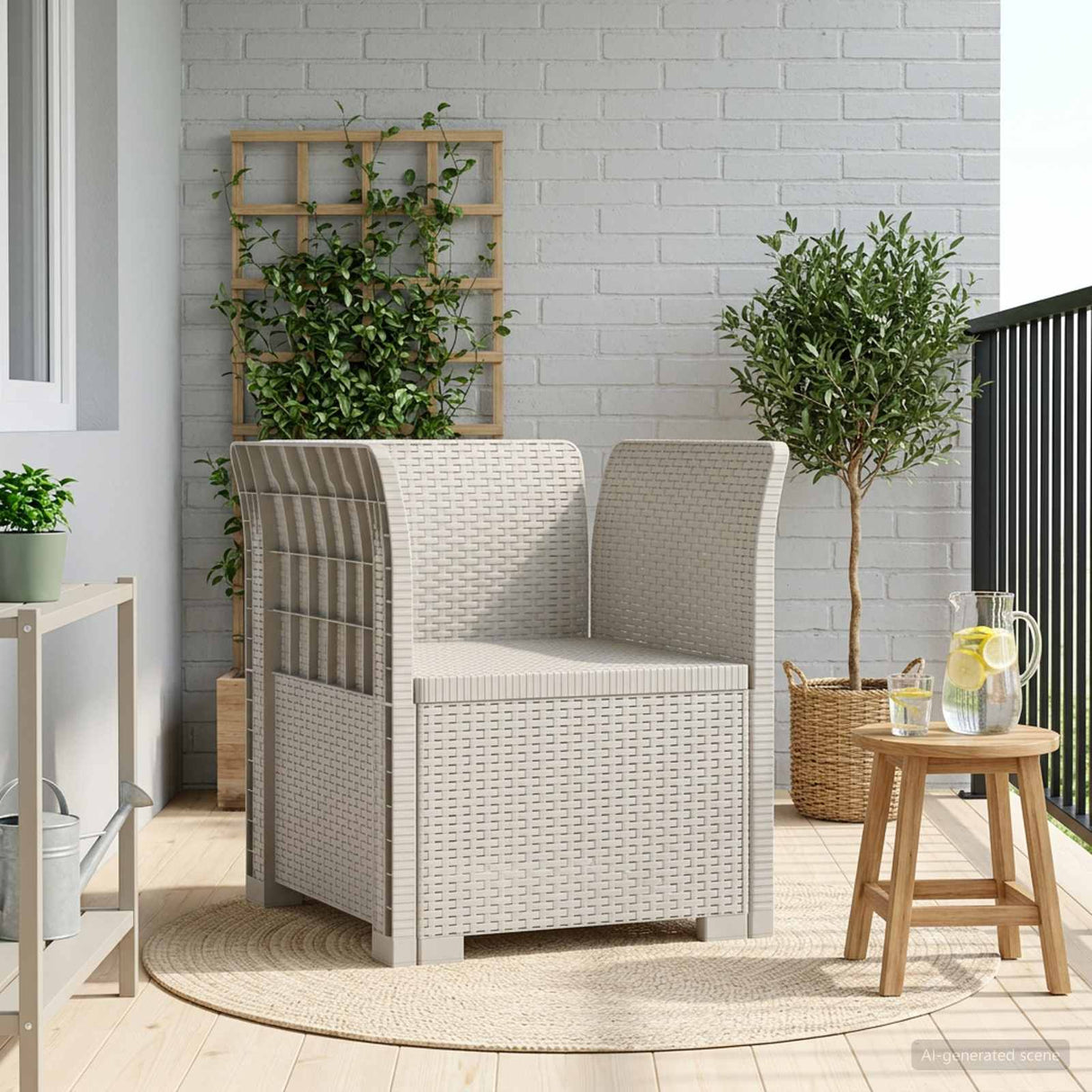 vidaXL Eén-zits Tuin Sofa Rieten Look PP Antraciet