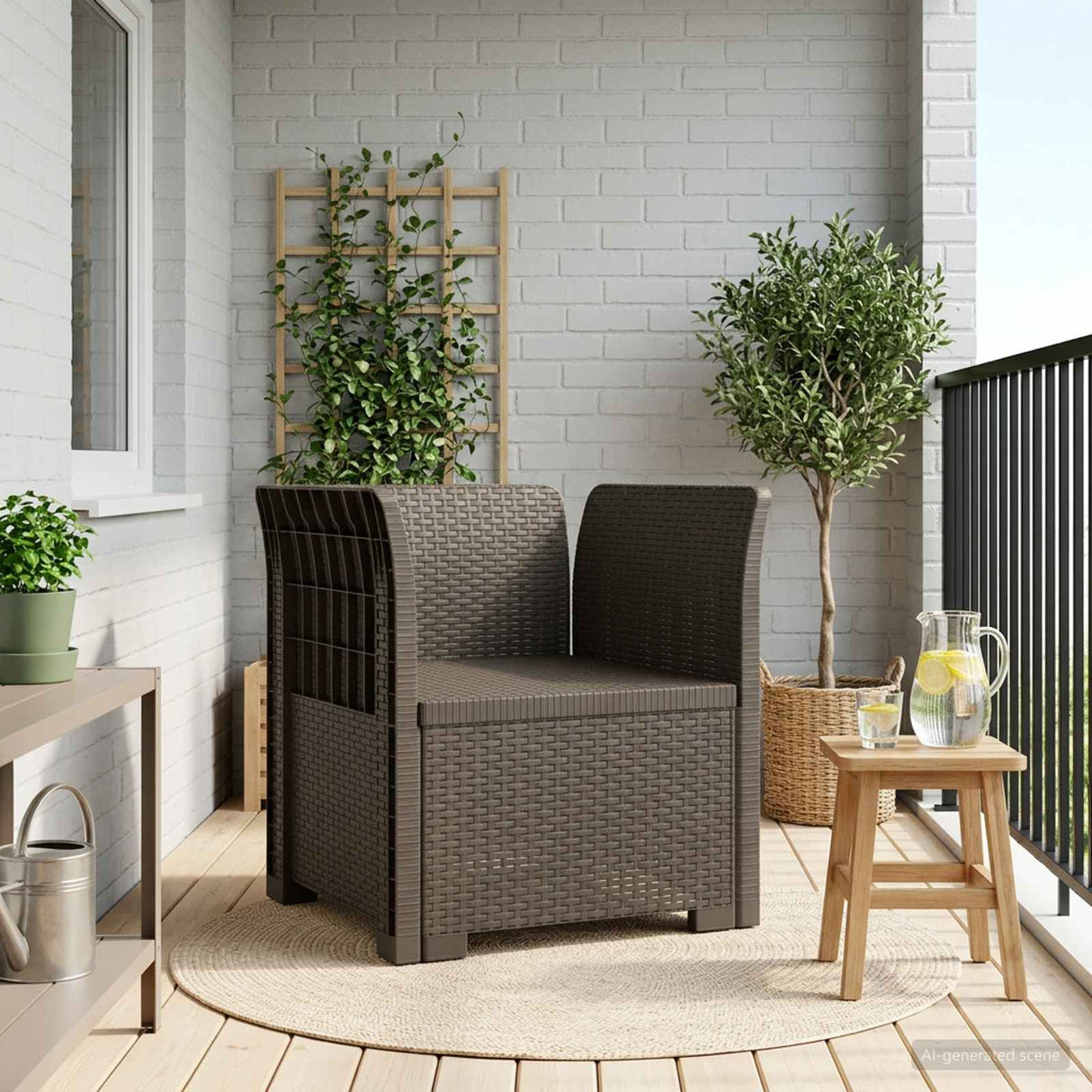 vidaXL Eén-zits Tuin Sofa Rieten Look PP Antraciet