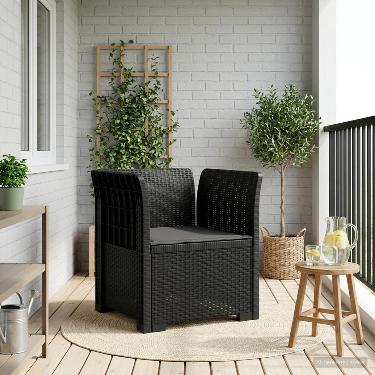 vidaXL Eén-zits Tuin Sofa Rieten Look PP Antraciet