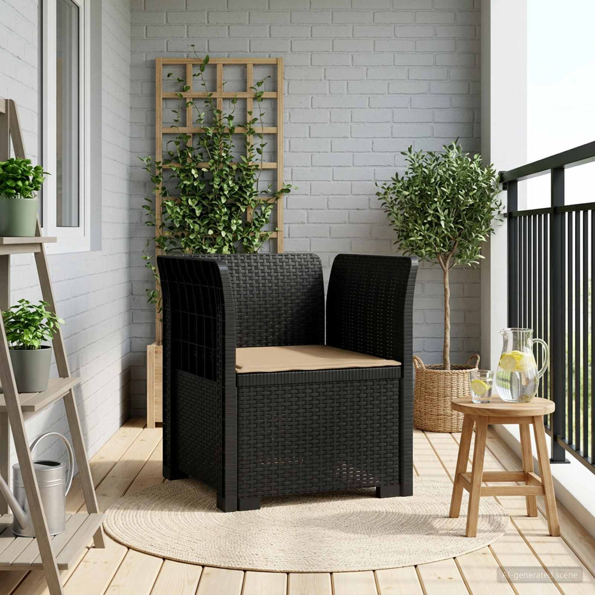 vidaXL Eén-zits Tuin Sofa Rieten Look PP Antraciet