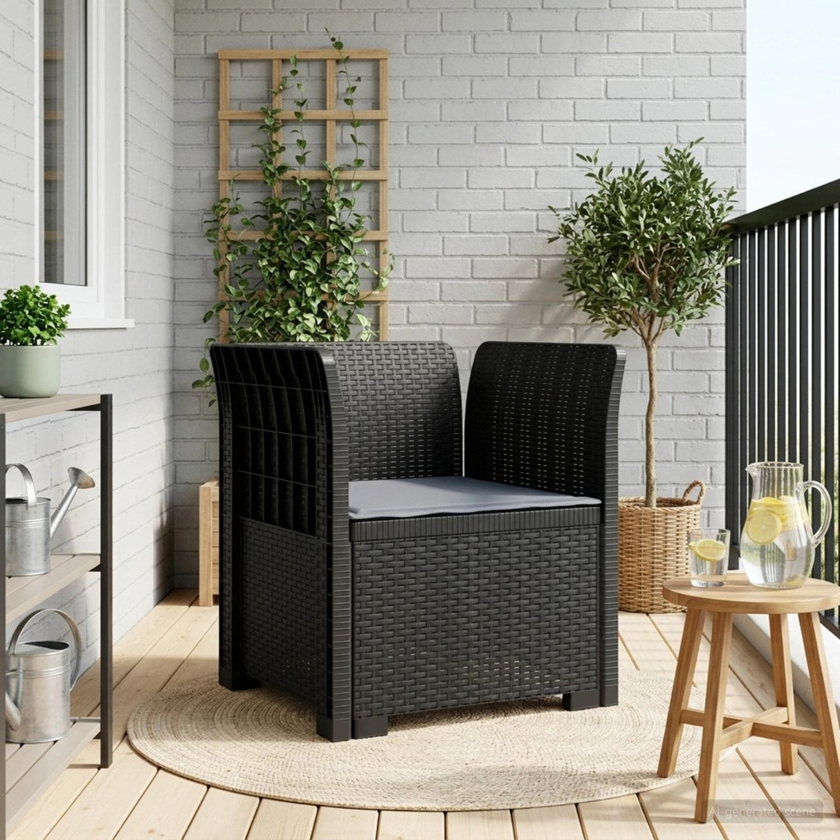 vidaXL Eén-zits Tuin Sofa Rieten Look PP Antraciet