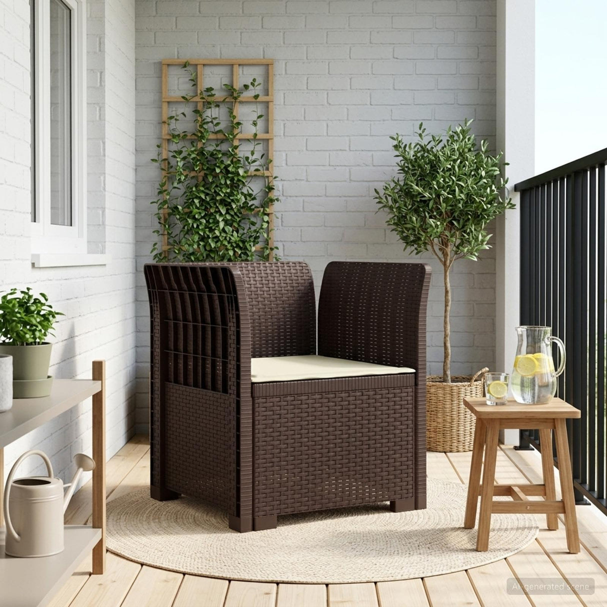 vidaXL Eén-zits Tuin Sofa Rieten Look PP Antraciet