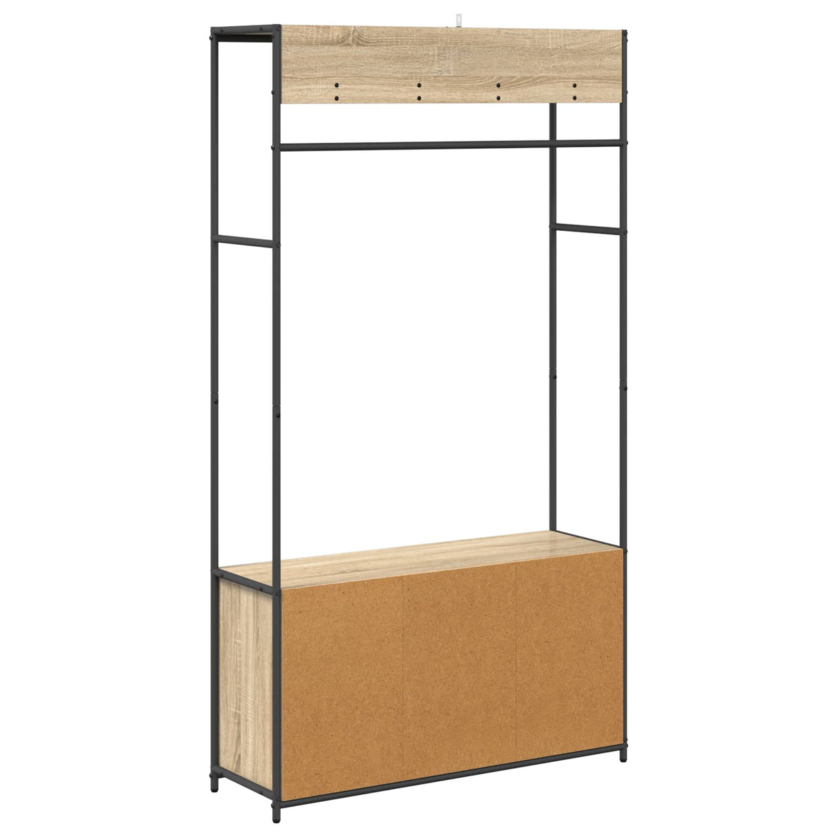 vidaXL Hall Tree with Shoe Bench Black Oak 100 x 32 x 180.5 cm