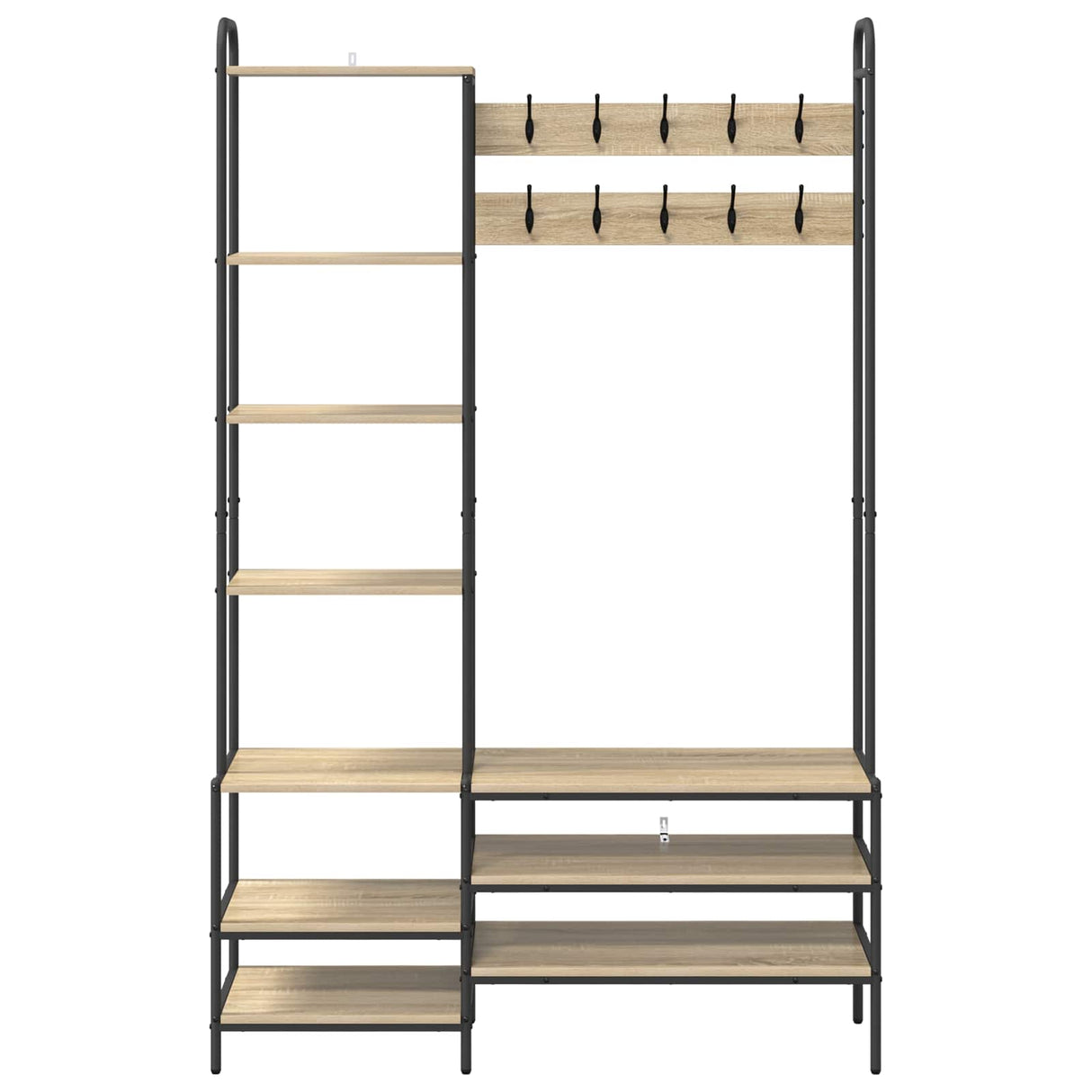vidaXL Coat Rack with Shoe Bench Black Oak 120.5 x 34 x 190 cm