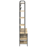 vidaXL Coat Rack with Shoe Bench Black Oak 120.5 x 34 x 190 cm