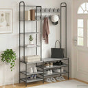 vidaXL Coat Rack with Shoe Bench Black Oak 120.5 x 34 x 190 cm