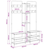 vidaXL Kapstok met schoenenbank Zwart eiken 143 x 30 x 199,5 cm
