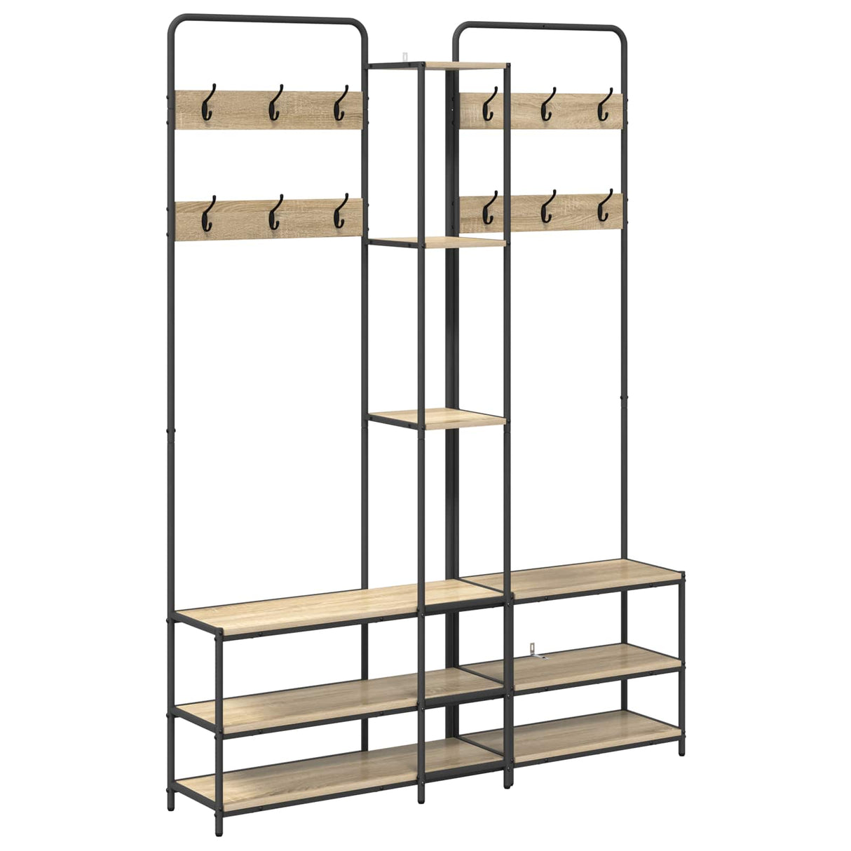 vidaXL Kapstok met schoenenbank Zwart eiken 143 x 30 x 199,5 cm