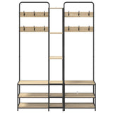 vidaXL Kapstok met schoenenbank Zwart eiken 143 x 30 x 199,5 cm
