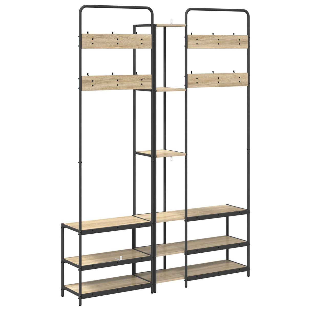 vidaXL Kapstok met schoenenbank Zwart eiken 143 x 30 x 199,5 cm