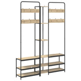 vidaXL Kapstok met schoenenbank Zwart eiken 143 x 30 x 199,5 cm