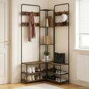 vidaXL Kapstok met schoenenbank Zwart eiken 143 x 30 x 199,5 cm
