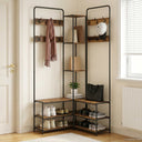 vidaXL Kapstok met schoenenbank Zwart eiken 143 x 30 x 199,5 cm