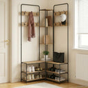 vidaXL Kapstok met schoenenbank Zwart eiken 143 x 30 x 199,5 cm