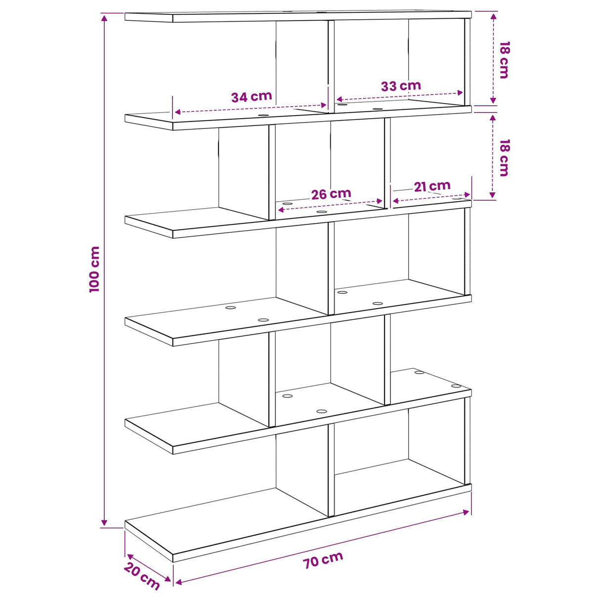 vidaXL Wandplank Wit 70 x 20 x 100 cm Bewerkt hout