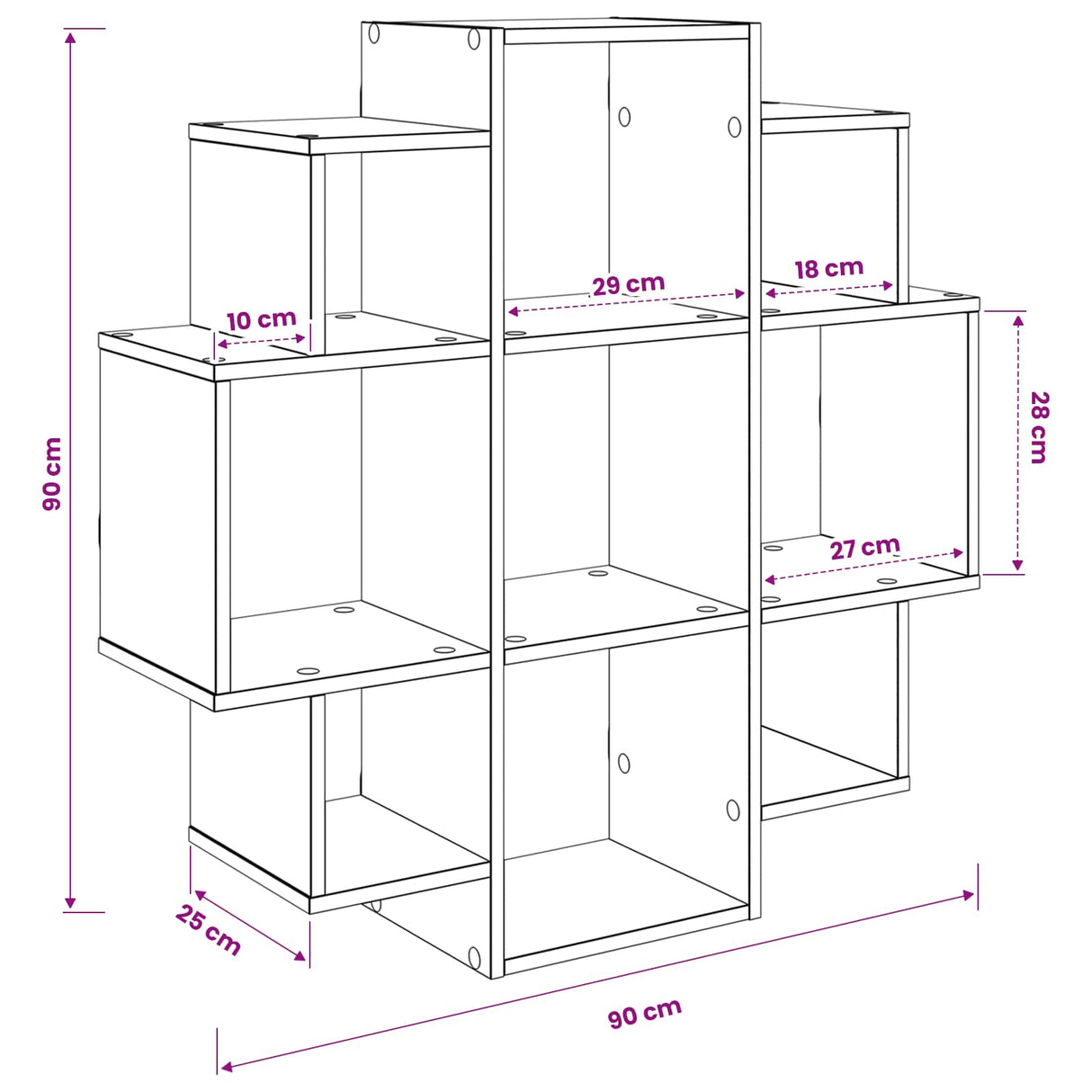 vidaXL Wandplank Wit 90 x 25 x 90 cm Bewerkt hout
