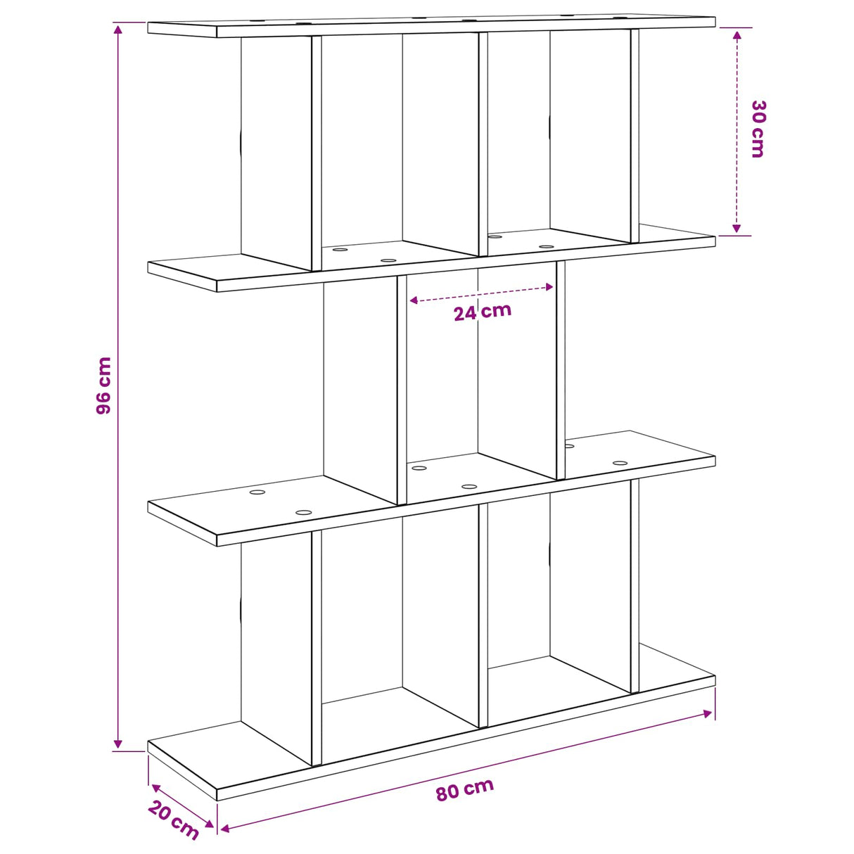 vidaXL Wandplank Wit 80 x 20 x 96 cm Bewerkt hout