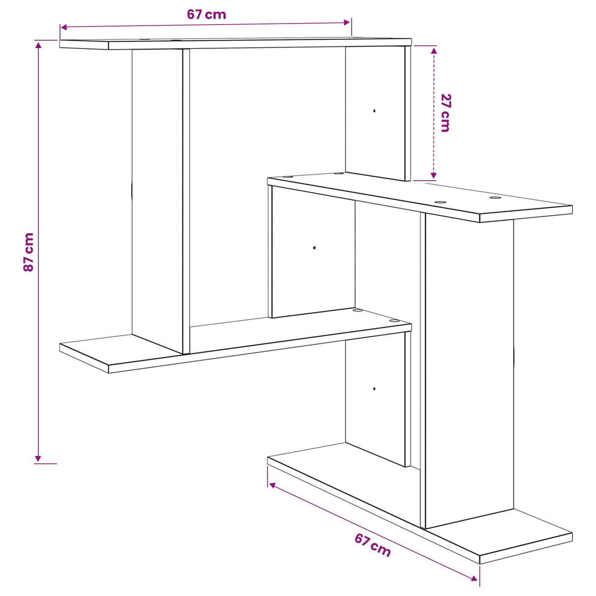 vidaXL Wandplank Wit 67 x 67 x 87 cm Bewerkt hout