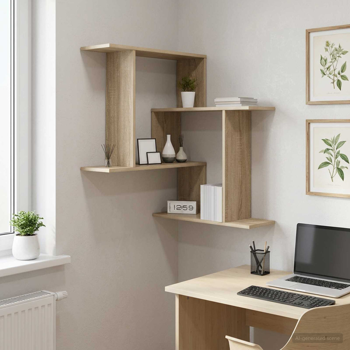vidaXL Wandplank Wit 67 x 67 x 87 cm Bewerkt hout