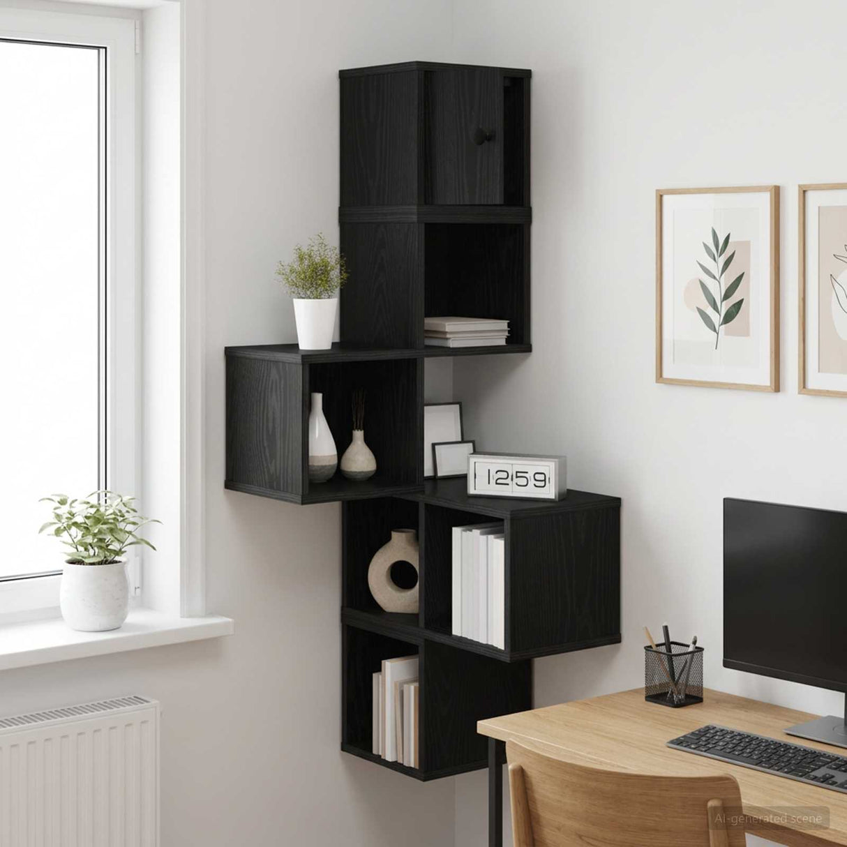 vidaXL Muur Hoekplank Wit 48 x 48 x 120 cm Bewerkt hout