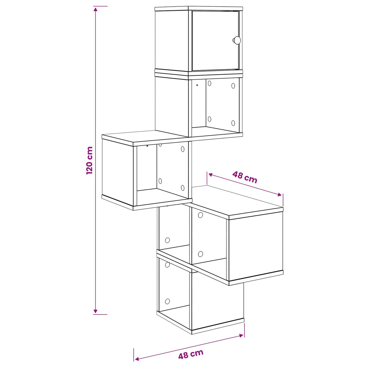 vidaXL Muur Hoekplank Wit 48 x 48 x 120 cm Bewerkt hout