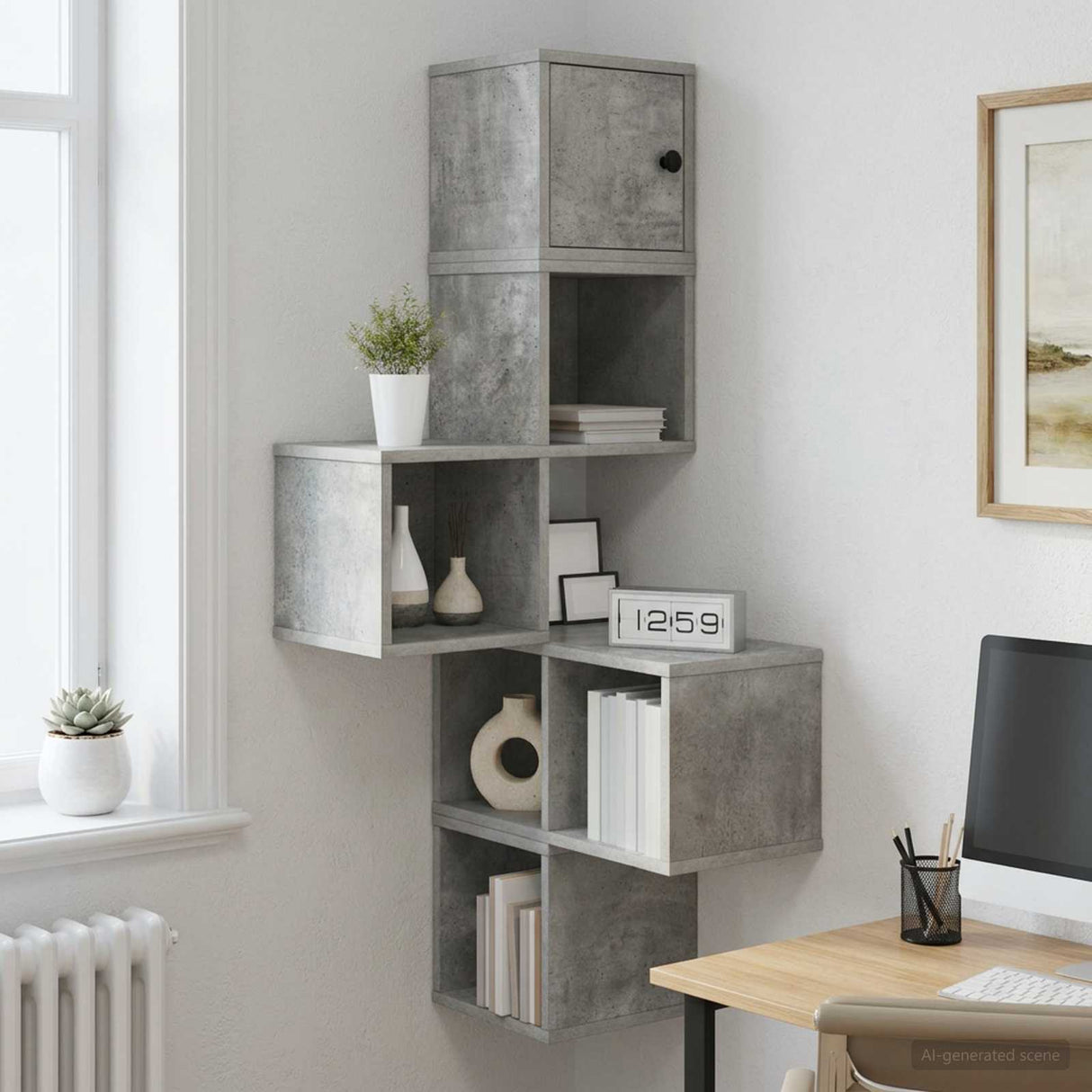 vidaXL Muur Hoekplank Wit 48 x 48 x 120 cm Bewerkt hout