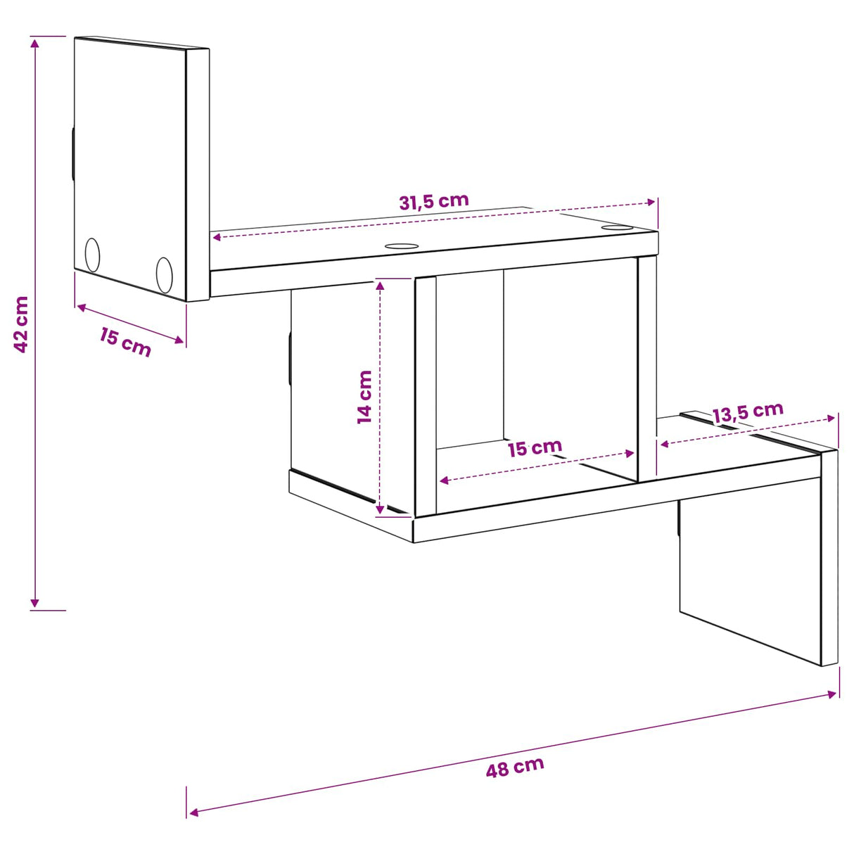 vidaXL Wandplank Wit 48 x 15 x 42 cm Bewerkt hout