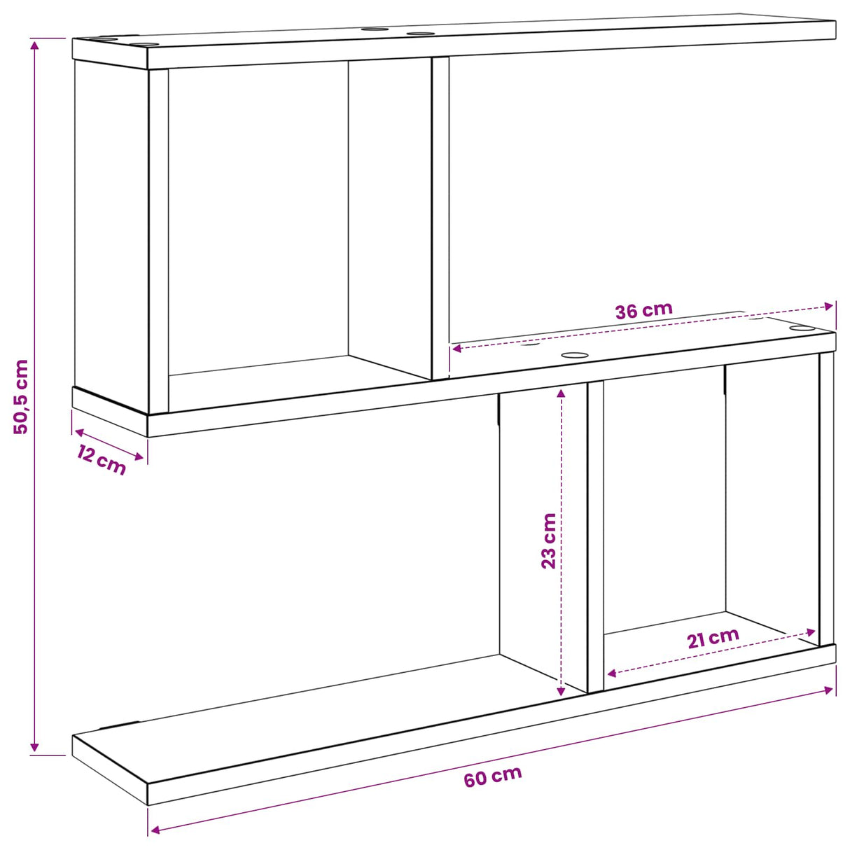 vidaXL Wandplank Wit 60 x 12 x 50,5 cm Bewerkt hout