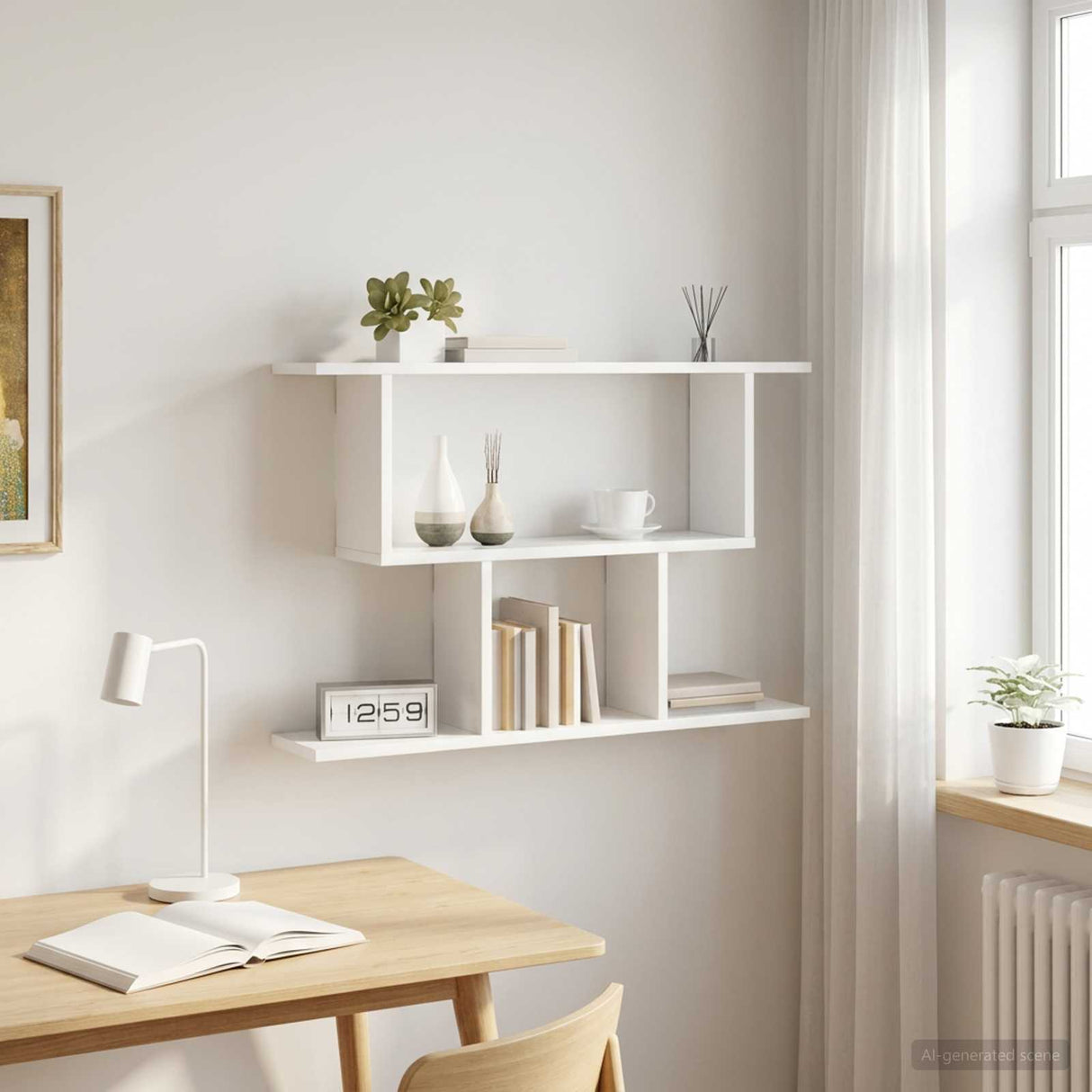 vidaXL Wall Shelf White 80x15x50.5 cm Engineered Wood
