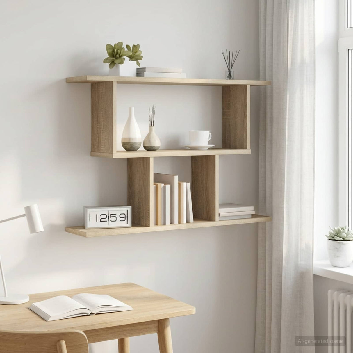vidaXL Wall Shelf White 80x15x50.5 cm Engineered Wood