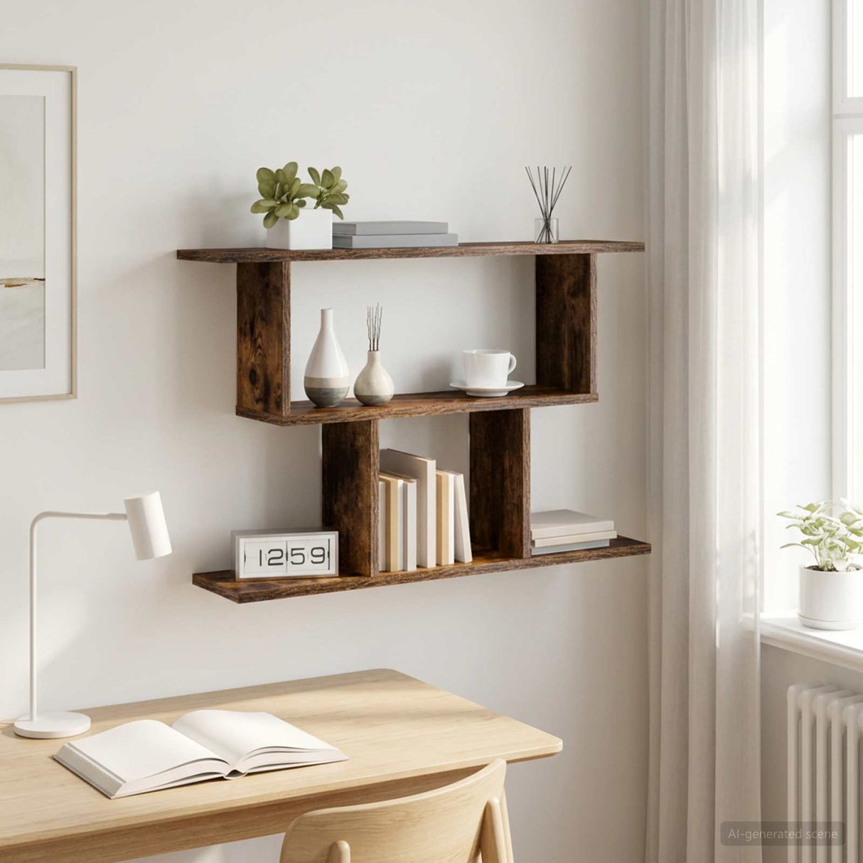 vidaXL Wall Shelf White 80x15x50.5 cm Engineered Wood