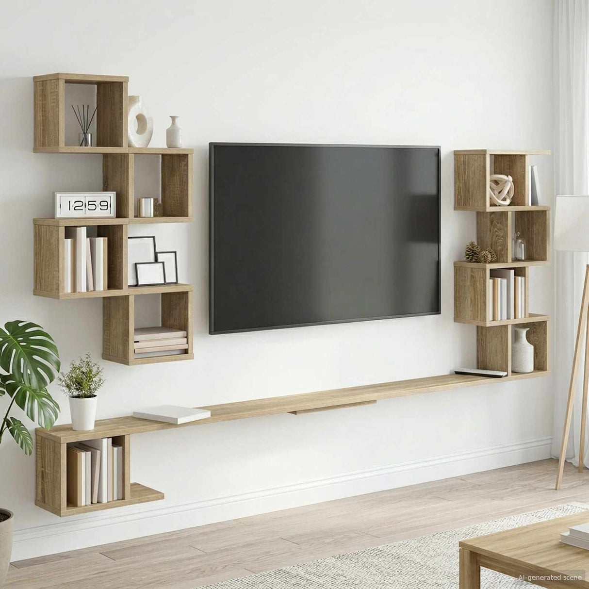 vidaXL Wandgemonteerd TV Rek Wit 180 x 15 x 94 cm Bewerkt hout