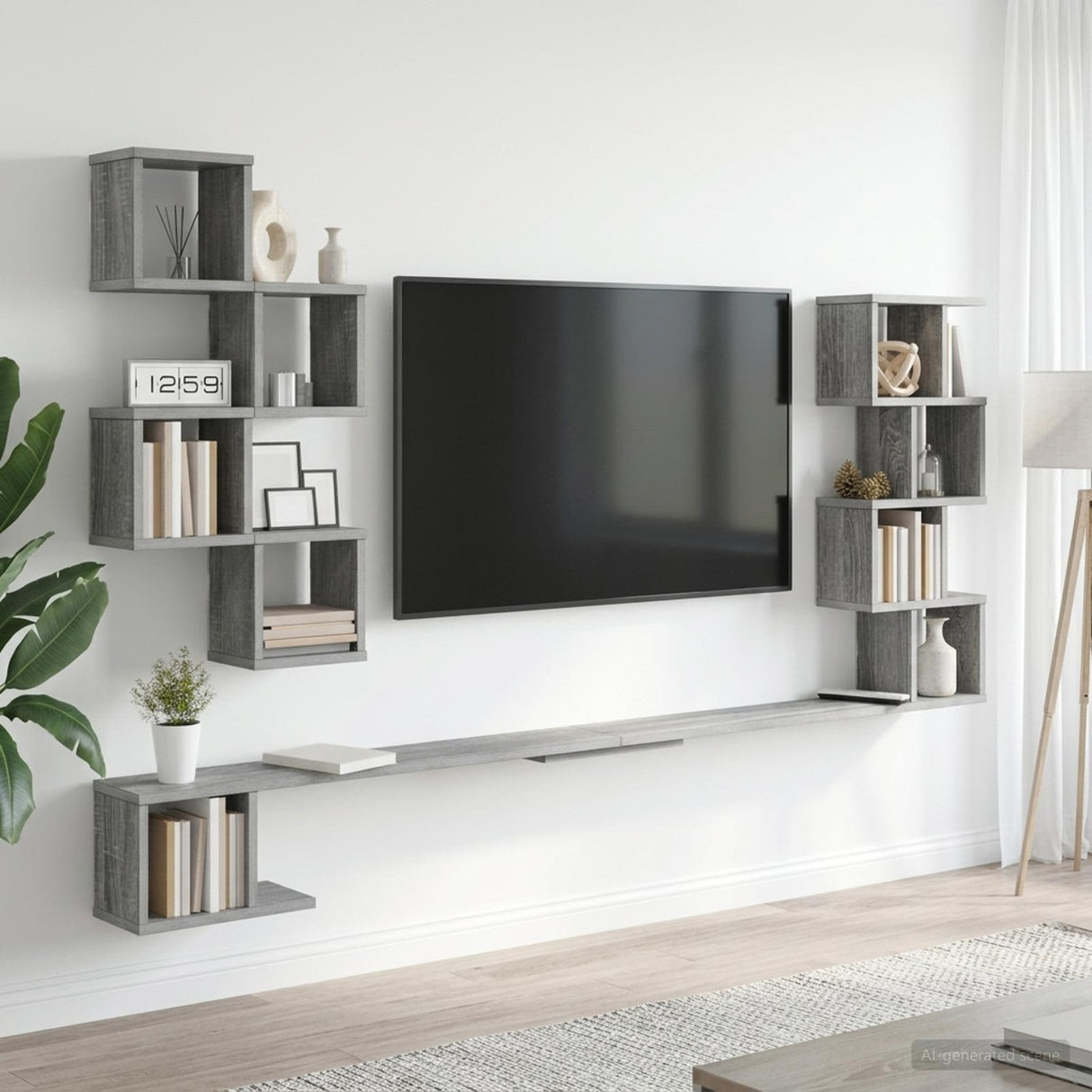 vidaXL Wandgemonteerd TV Rek Wit 180 x 15 x 94 cm Bewerkt hout